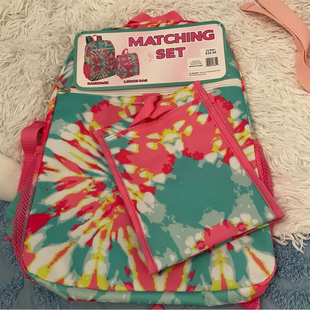 Tie dye backpack & lunch bag
